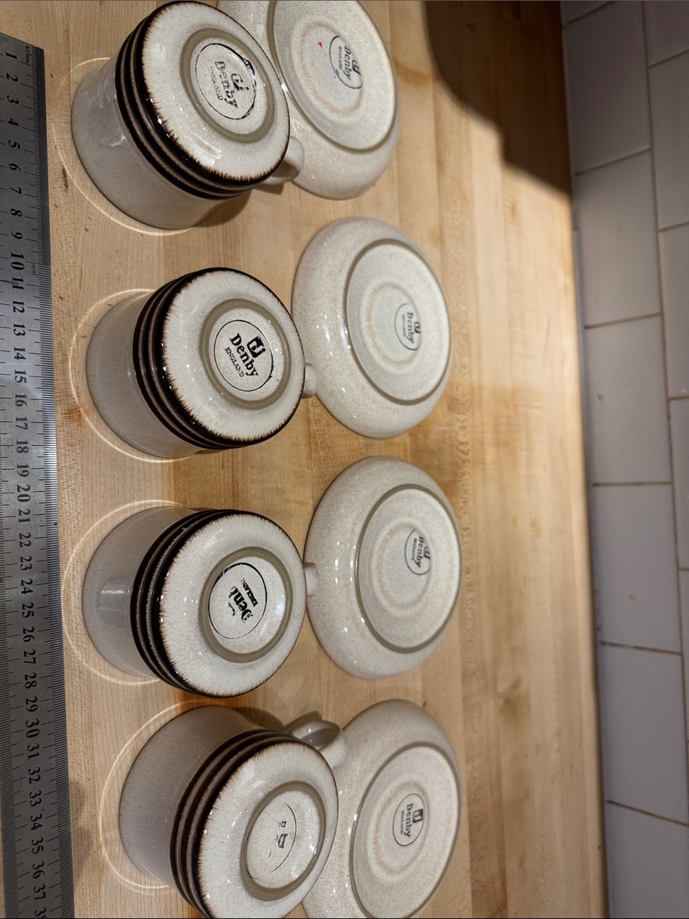 Denby Stoneware cups and saucers, set of 4, "Sahara" pattern, handmade England - Picture 5 of 8